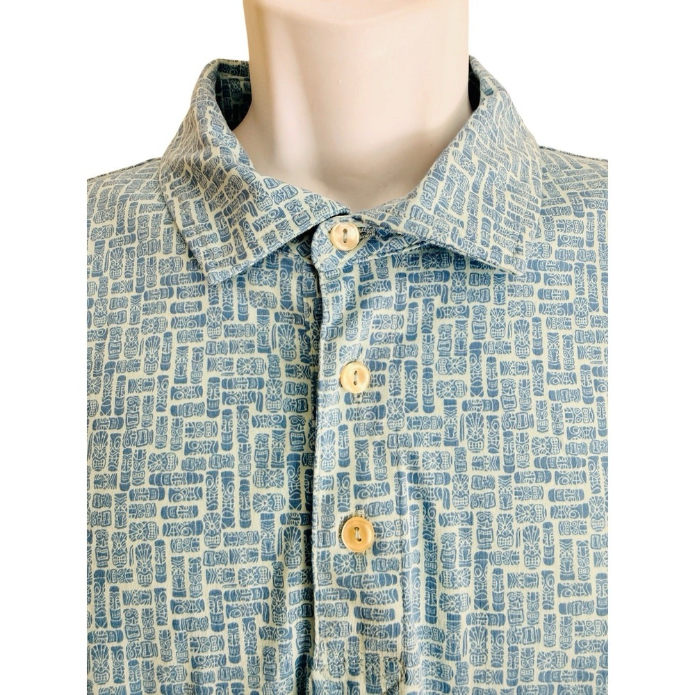 Peter Millar Seaside Polo XL Blue Tiki Resort Pima Cotton Luxury Golf Shirt - Picture 6 of 14